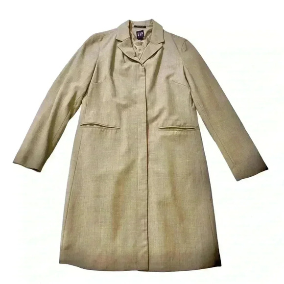 GAP Women's Knee-length Classic Overcoat Coat Long Sleeve Notched Collar Grey S - Picture 8 of 14